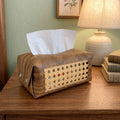 Retro Rattan Look Tissue Box Wooden Style Home Decor Napkin Holder