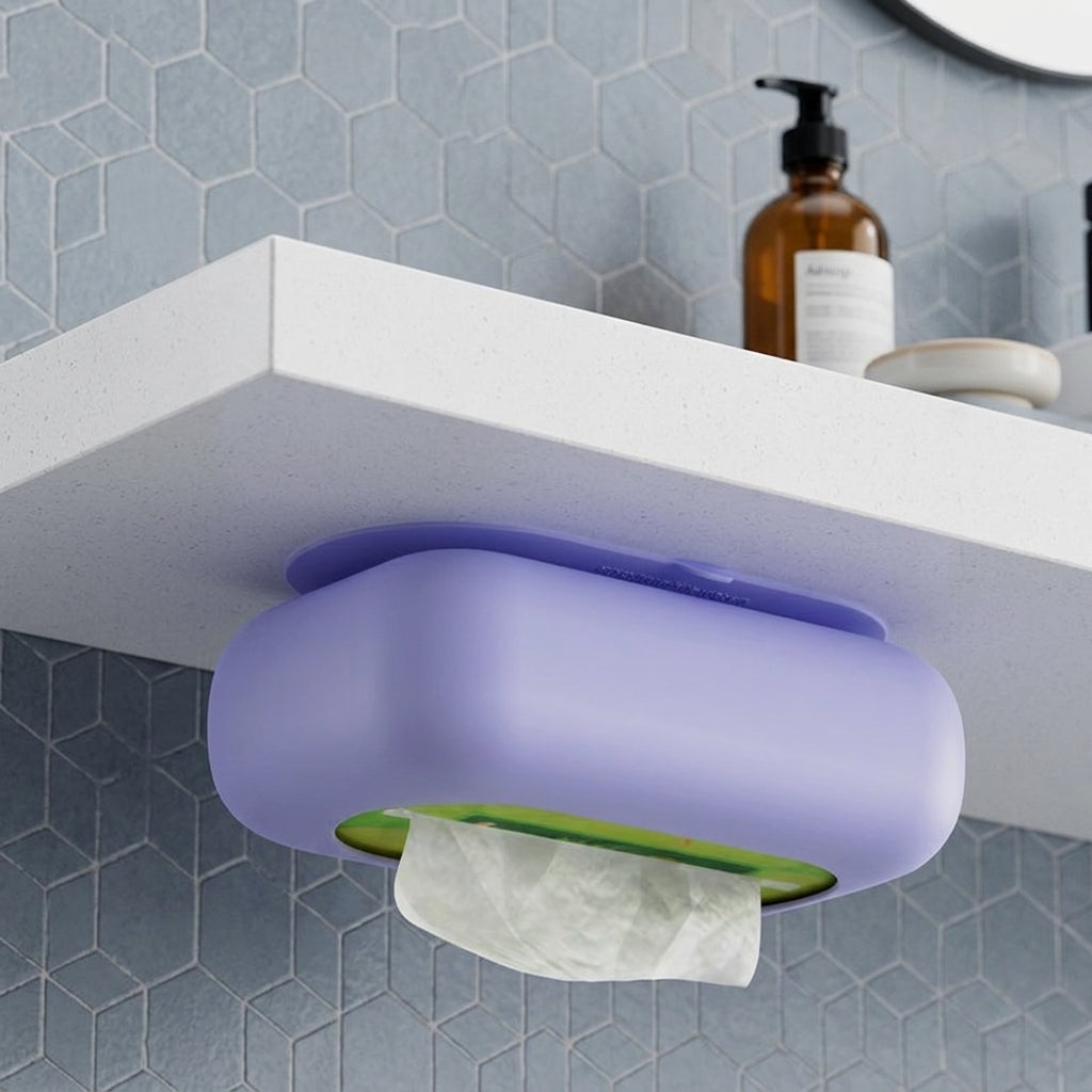 Suction Silicone Tissue Box Punch Free Bathroom Wall Mount Holder