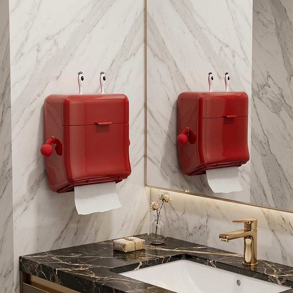 Waterproof Wall Mount Tissue Box Punch Free Bathroom Storage Case