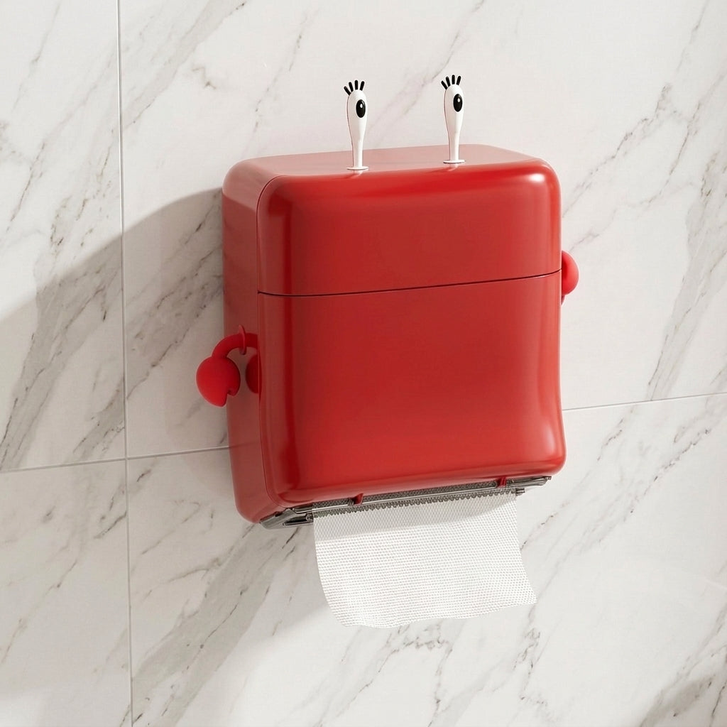 Waterproof Wall Mount Tissue Box Punch Free Bathroom Storage Case